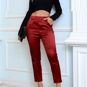 - NWT, heipeiwa Women's Red, Satin Pants Dress Casual PSz- medium.